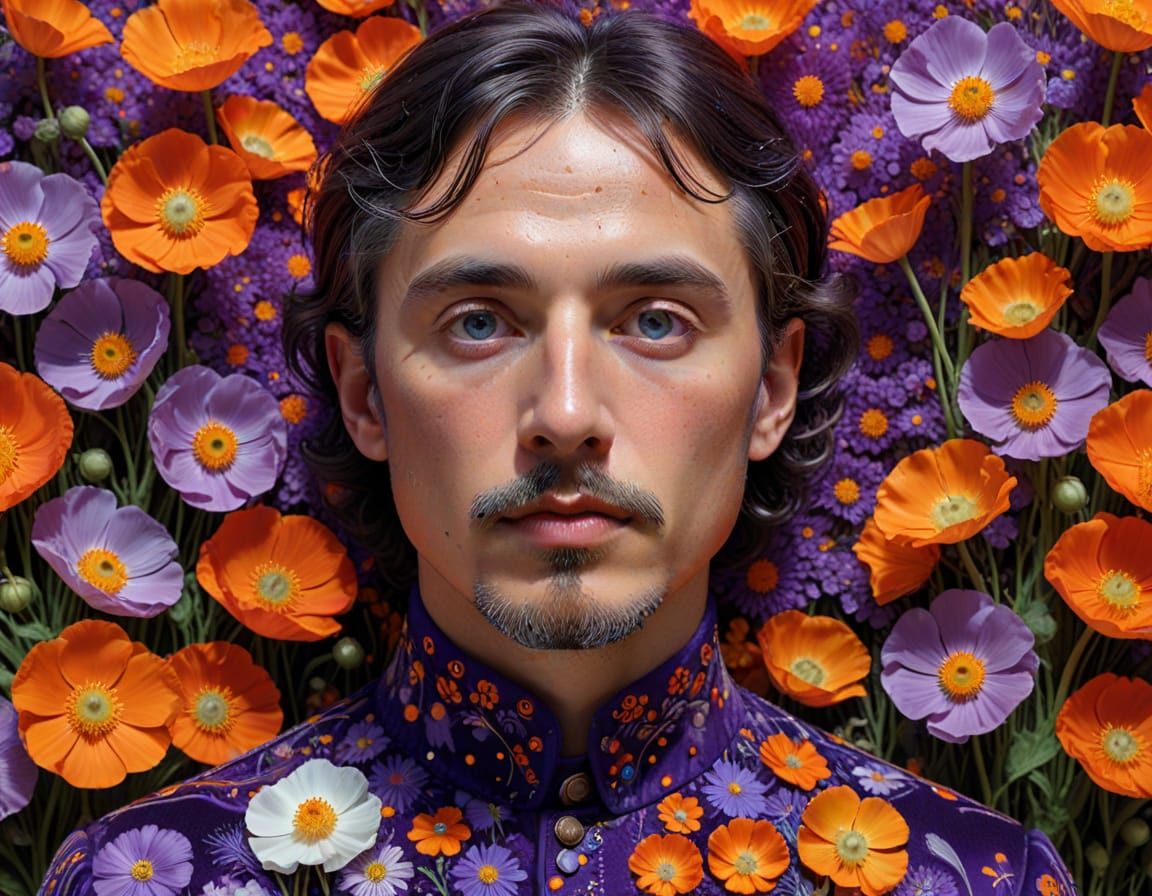 Ethereal Portrait in Vibrant, Whimsical Colors with Kusama D...