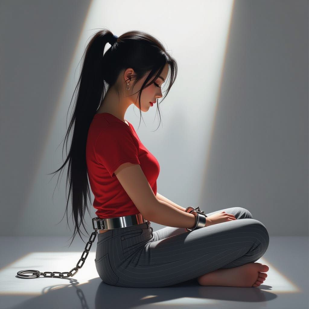 Restrained Woman in Cinematic Lighting: Ultra-Realistic Imag...