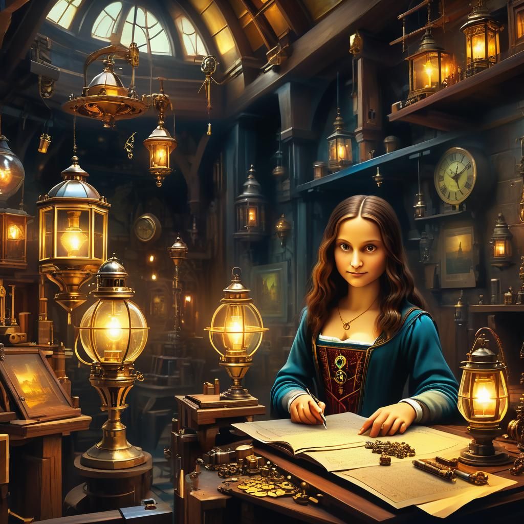 Steampunk Leonardo da Vinci Painting Mona Lisa