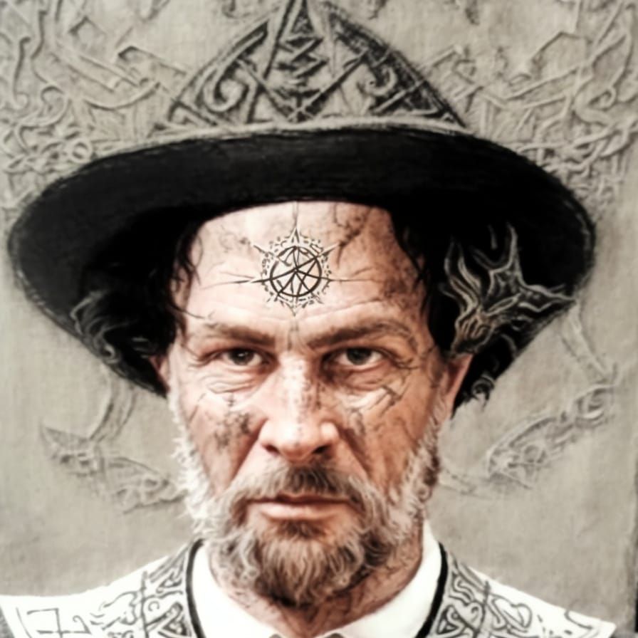 Mystical Sigil Etching "Hail Solamara" on Aged Parchment