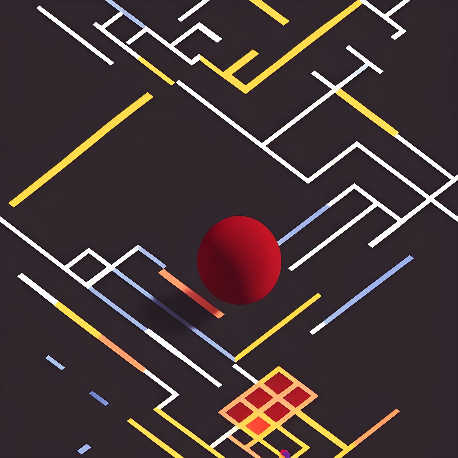 Black Hole Surrounded by Squares: Metaphysical Digital Art