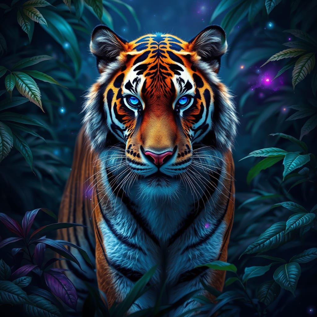 Regal Tiger in Cosmic Jungle