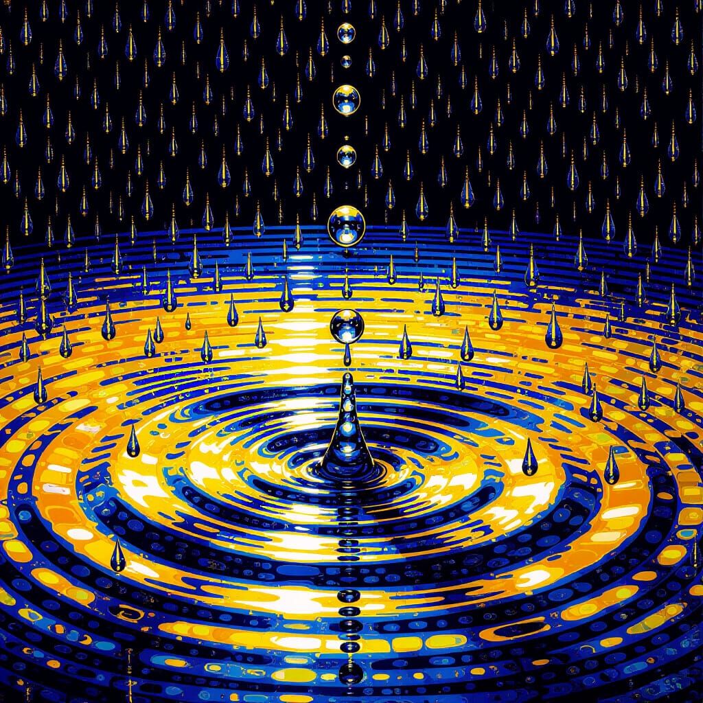 Psychedelic Raindrops in Surreal Pointillist Style