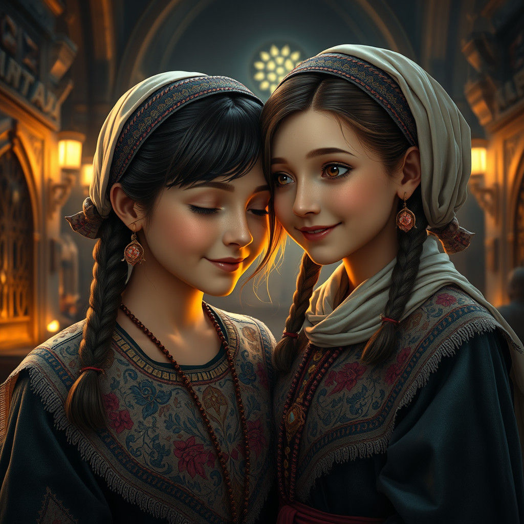 Jewish Girls Share Secrets: A 3D Rendered Scene