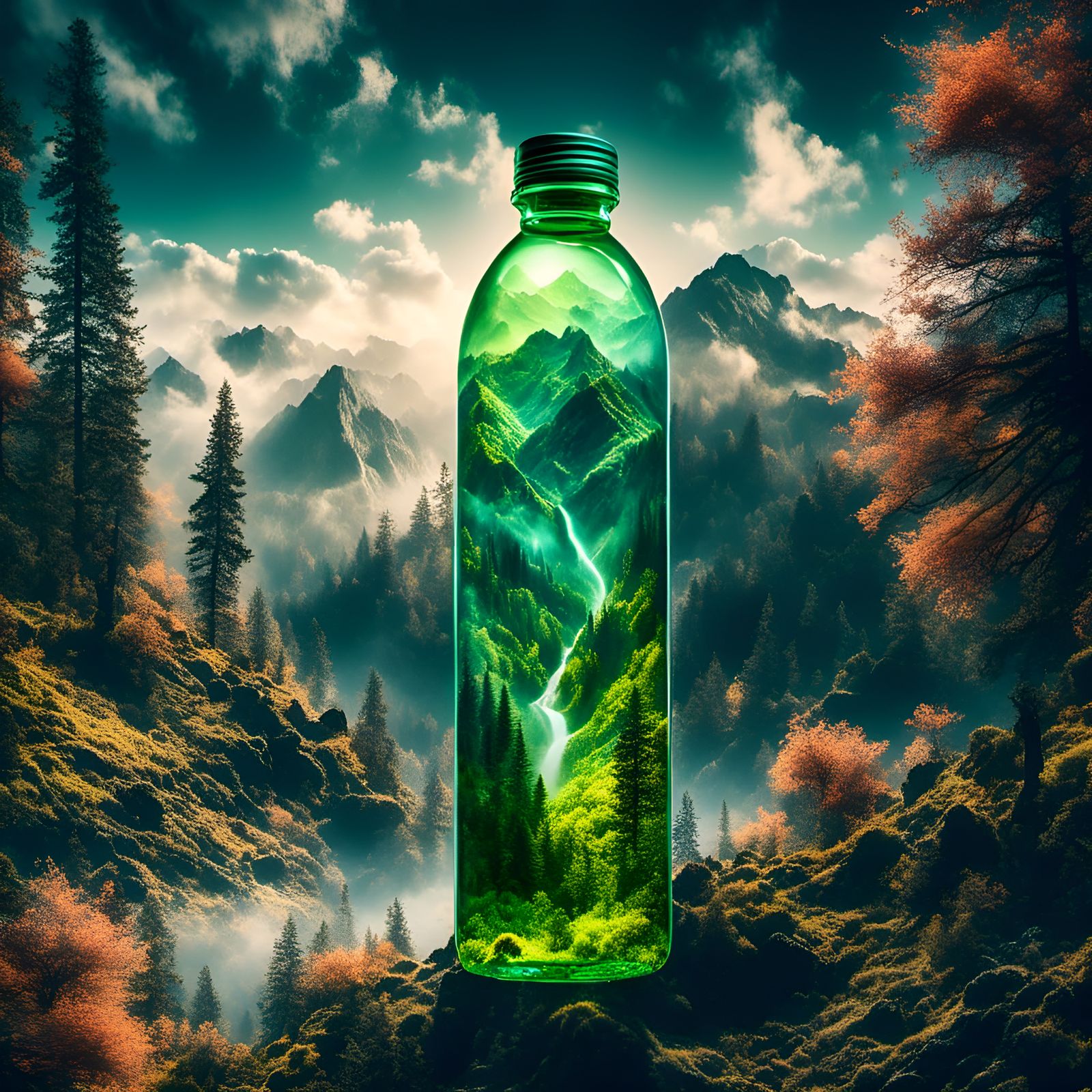 Mountain Dew Bottle Double Exposure in 8k