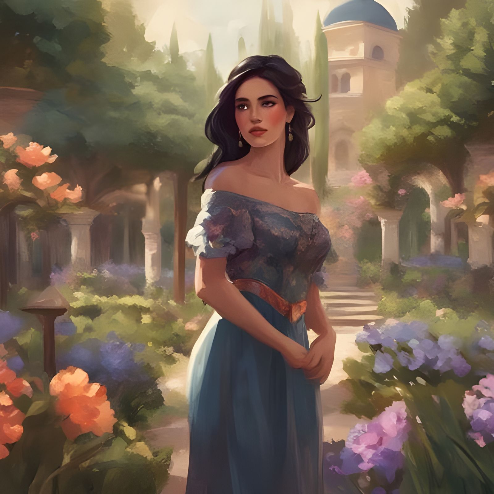 Stunning Spanish Girl in a Spring Garden