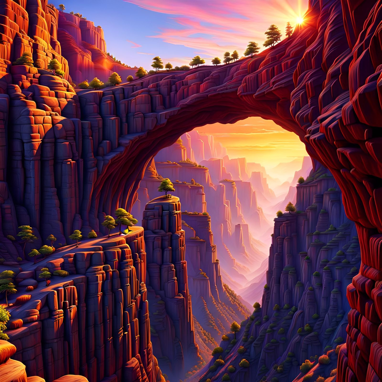 Spectacular Canyon Vistas at Sunrise in Hyperrealism