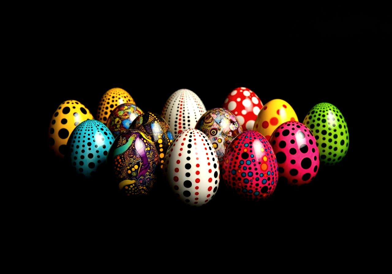 Vibrant Porcelain Eggs in Polka Dot Style