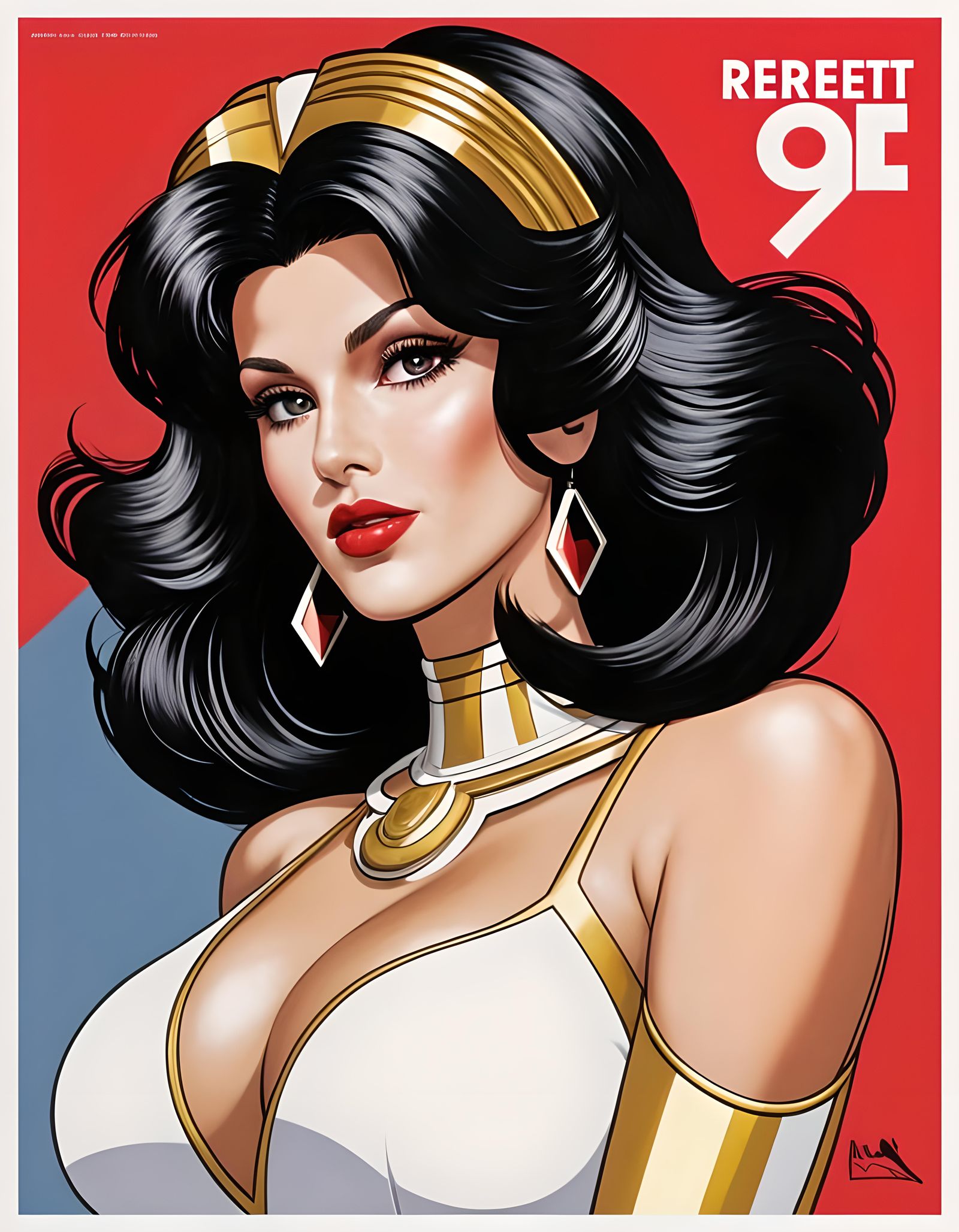 Raquel Welch Illustration in Art Deco Pop Style