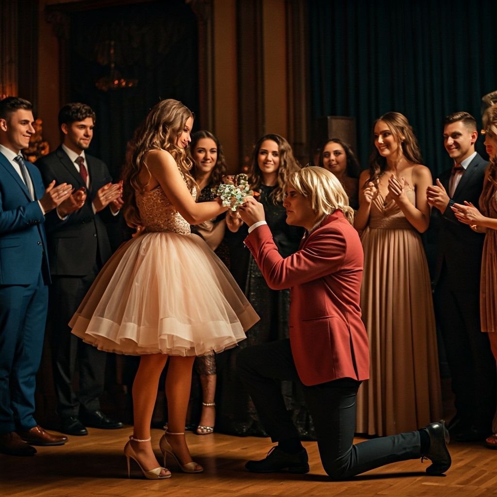 Crossdressing Performer Kisses Woman's Hand at Fancy Party