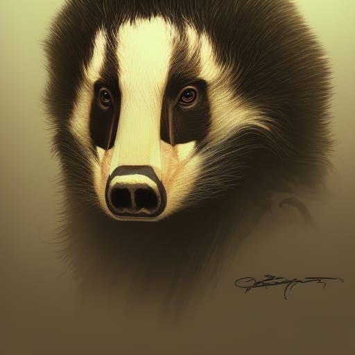 Hyperdetailed Badger Portrait in Digital Art Style