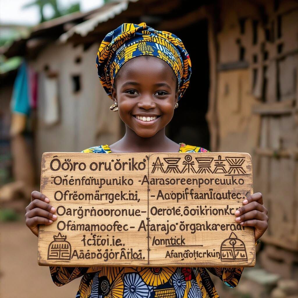 Yoruba Girl Explaining Grammar as Traditional Art