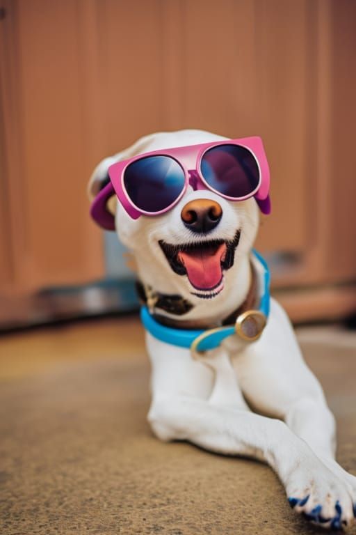 Silly Dog with Sunglasses Cartoon