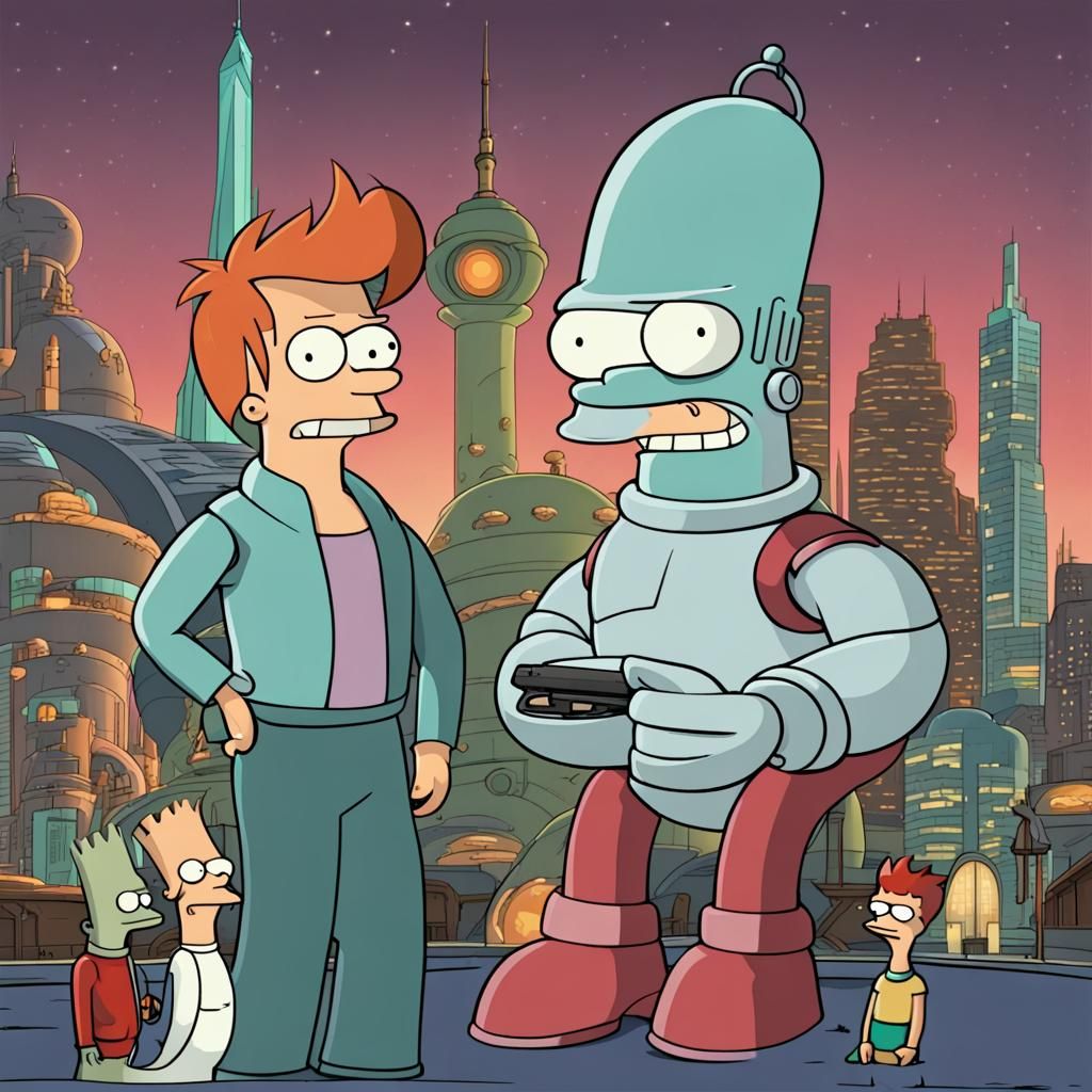 Futurama Inspired Futuristic Cityscape