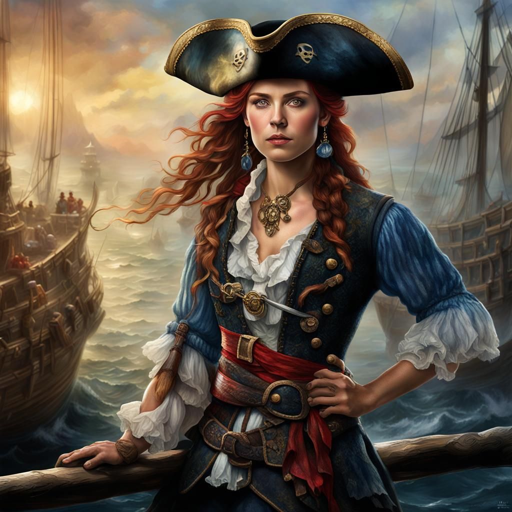 Ethereal Pirate Woman Portrait in Fantasy Style