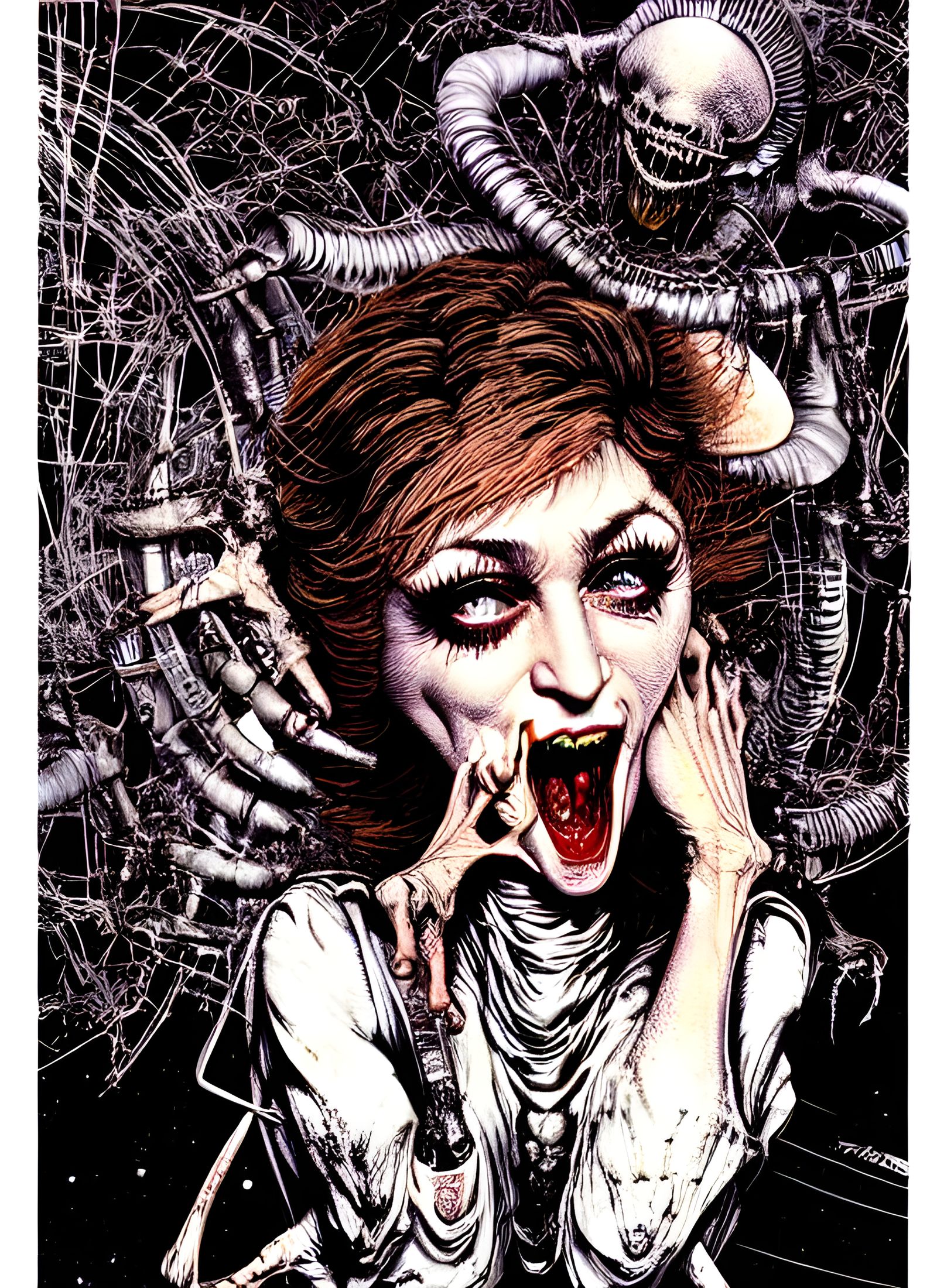 Chibi Madonna as Alien in Sinister Horror Style