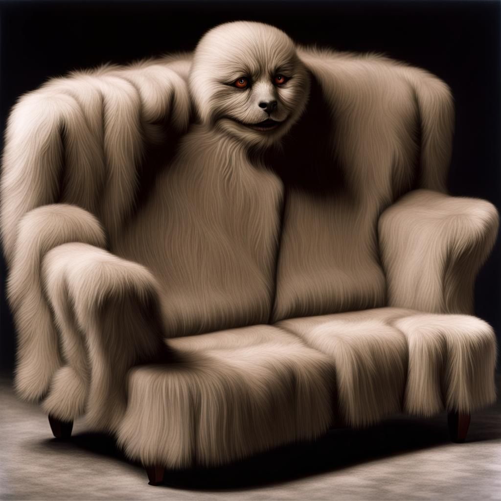 Surreal Anthropomorphic Couch with Sentient Features