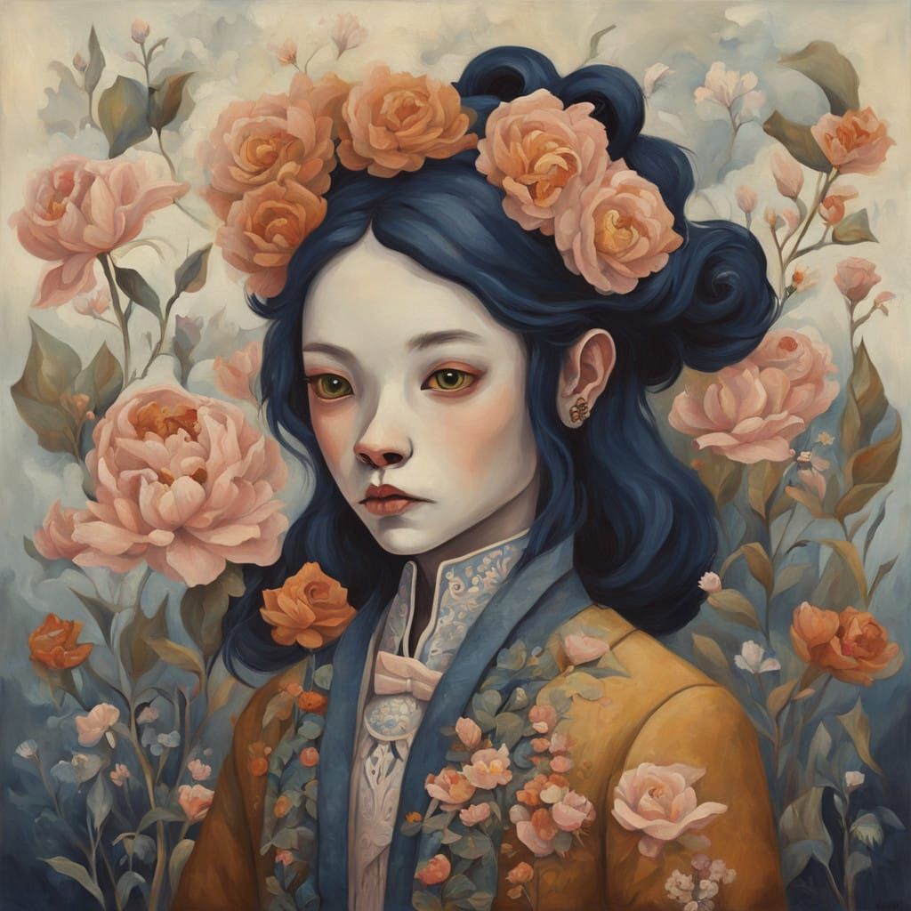 Tiger Puzzle Mask in Flowerpunk Pop Surrealism