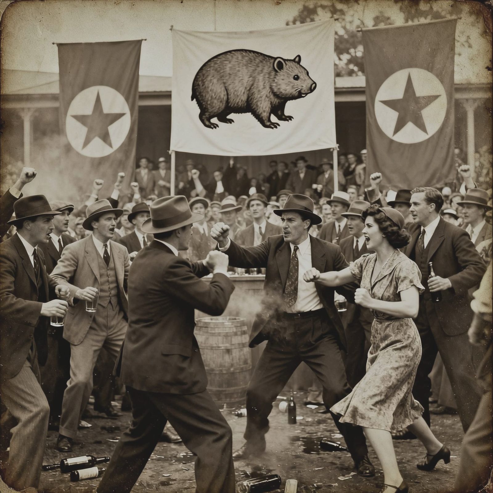 1920s Political Rally Chaos: WOMBAT Party's Rowdy First Even...