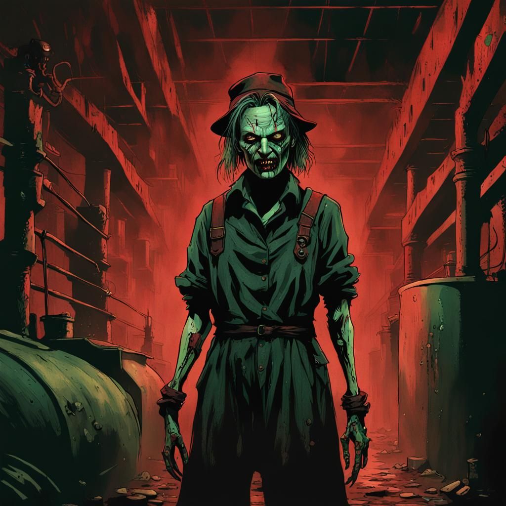 Menacing Female Freddy Krueger in Gothic Horror Style