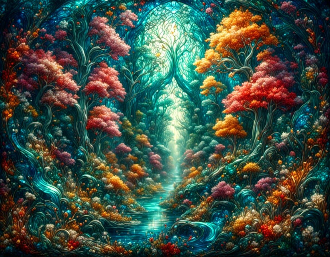 Stained Glass Forest in Bold Colors