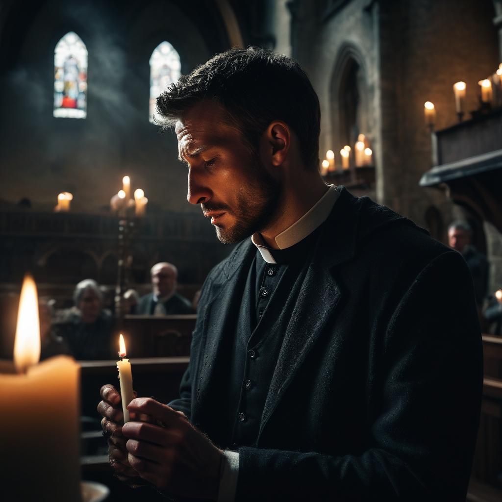 Candle blower in church