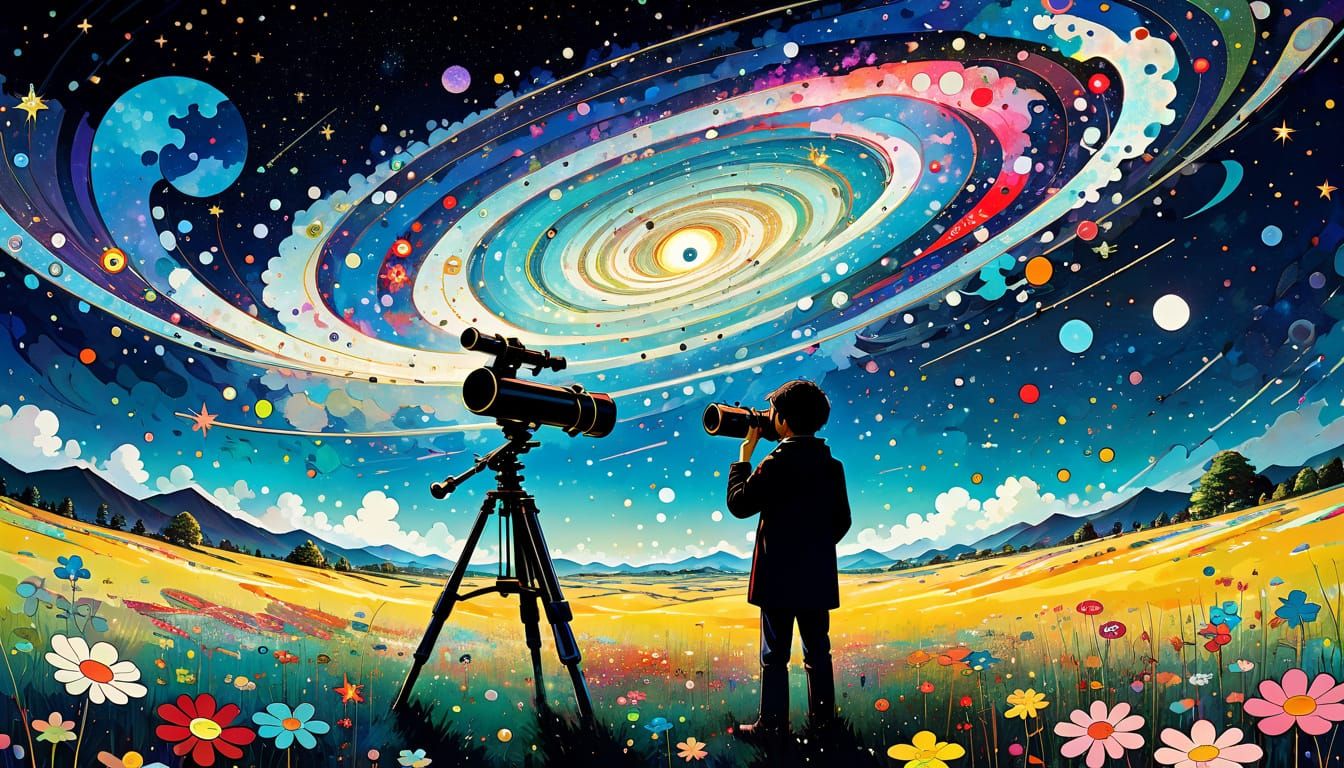 Stargazer's Dream: Vibrant Cosmic Abstraction