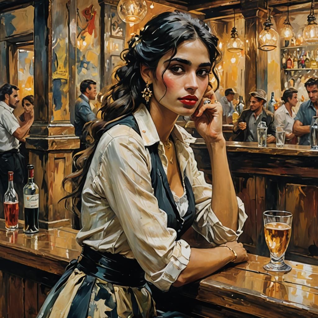 Cuban Woman in Film Noir Style Vintage Poster