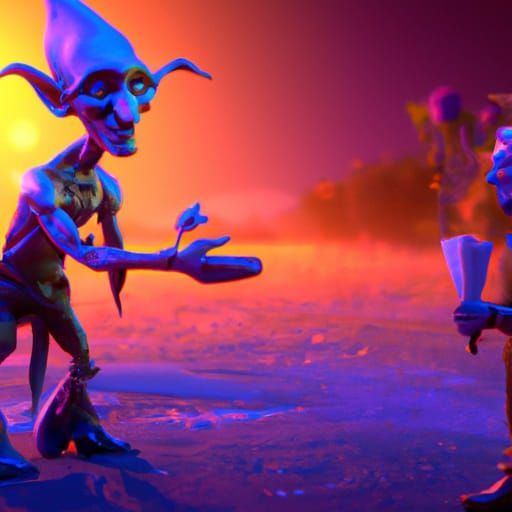 Reaper's Proposal to Fae Warlord: 3D Digital Art