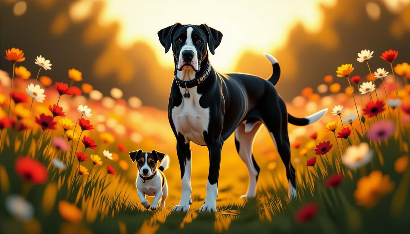 Great Dane and Terrier in Alcohol Ink Style
