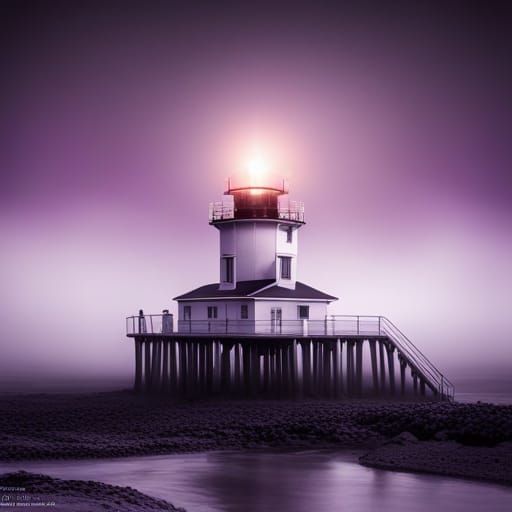 Race Point Lighthouse in Mysterious Mist, Steampunk Art