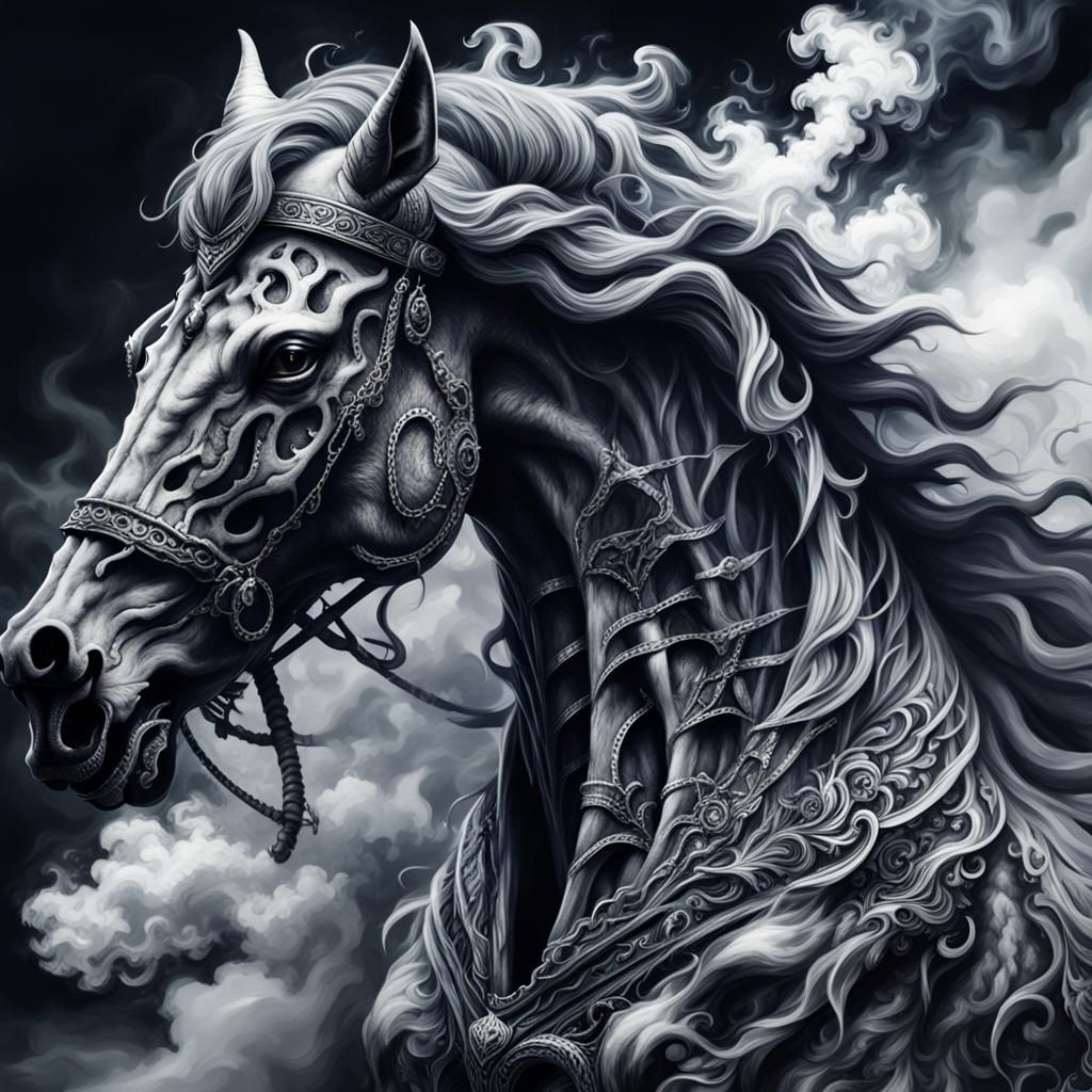 Smokey Devil Horse in Gothic Art Style