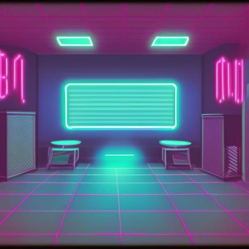 Synthwave Room with Neon Retro Lighting
