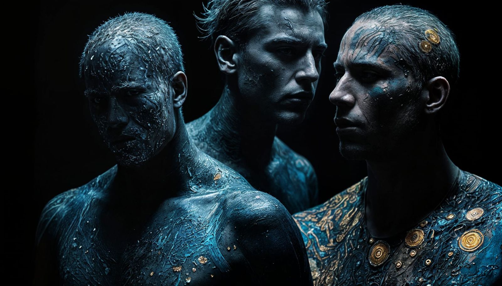 Mysterious Surrealist Encounter in Dark, Granular Art