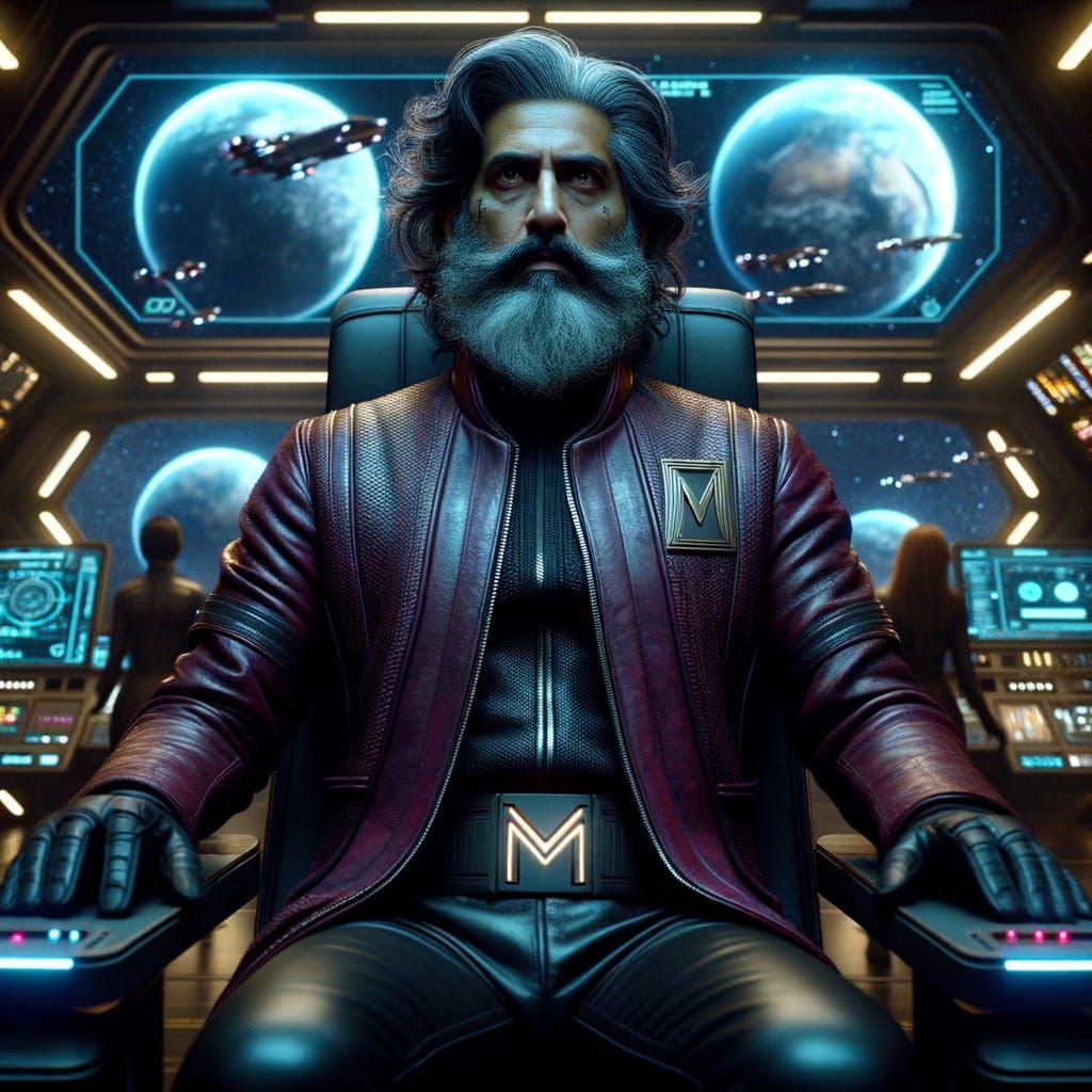 Experienced Space Commander in Cyberpunk Setting