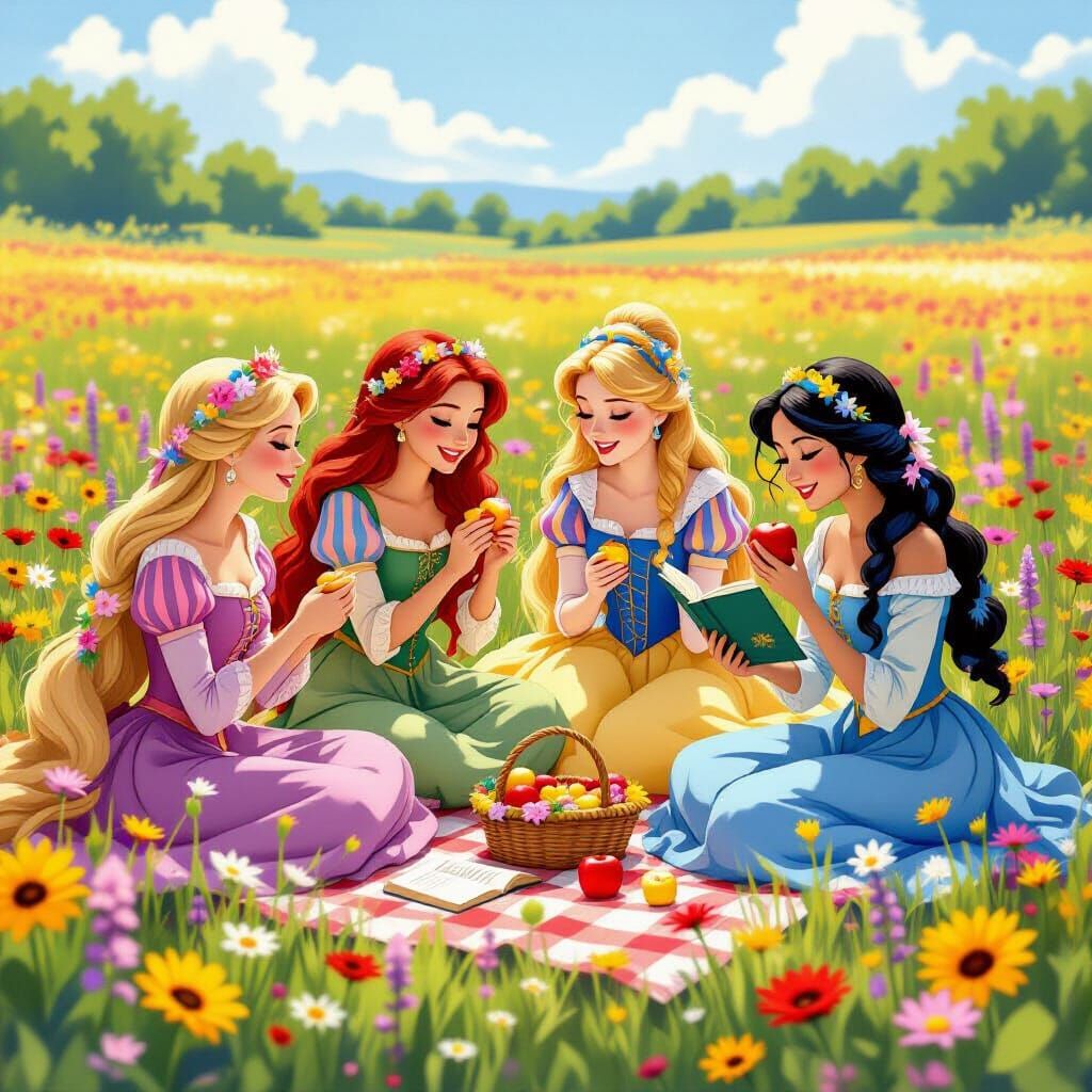 Disney Princesses Picnic in Wildflower Fields