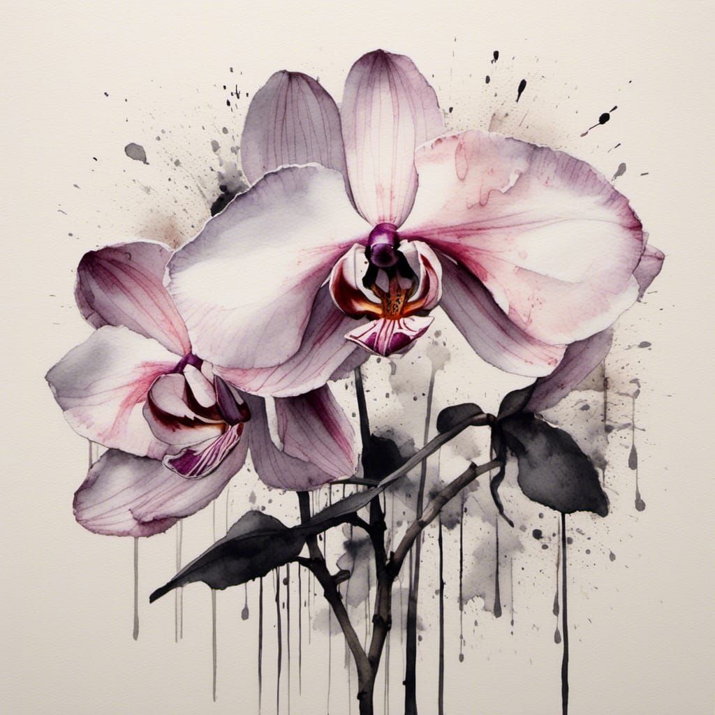 Black Orchid in Super Hyperrealistic Watercolor