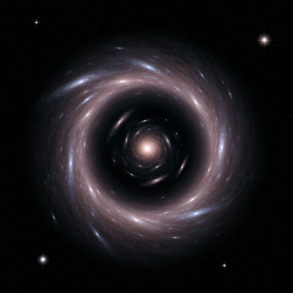 Cosmic Void Swallows Galaxies and Nebula on Black Background