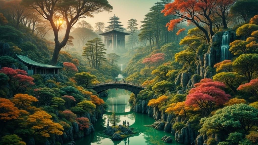 Autumn Serenity in Narita Park with Plum Blossoms