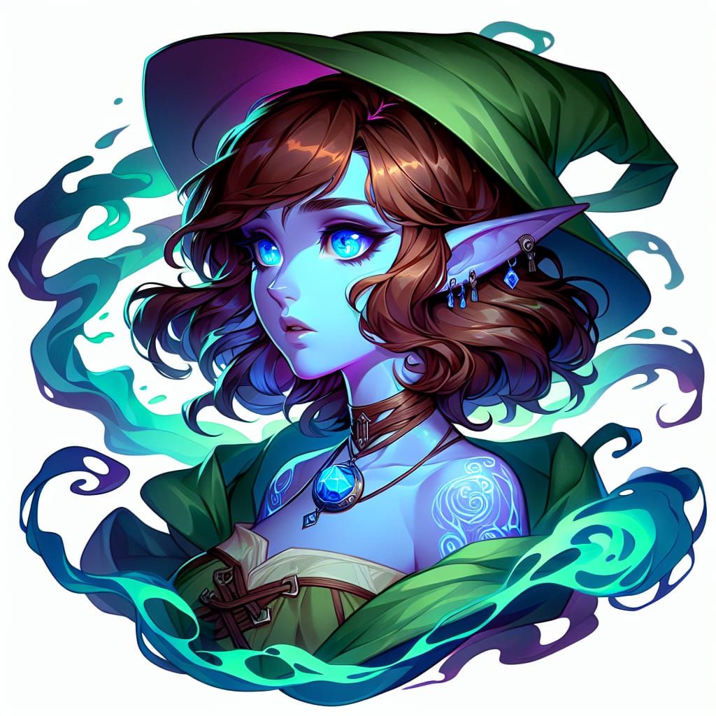 Tiefling Wizard with Sapphire Amulet in Fantasy Art