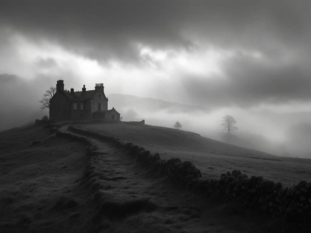 Ethereal Yorkshire Moor Landscape in Black and White