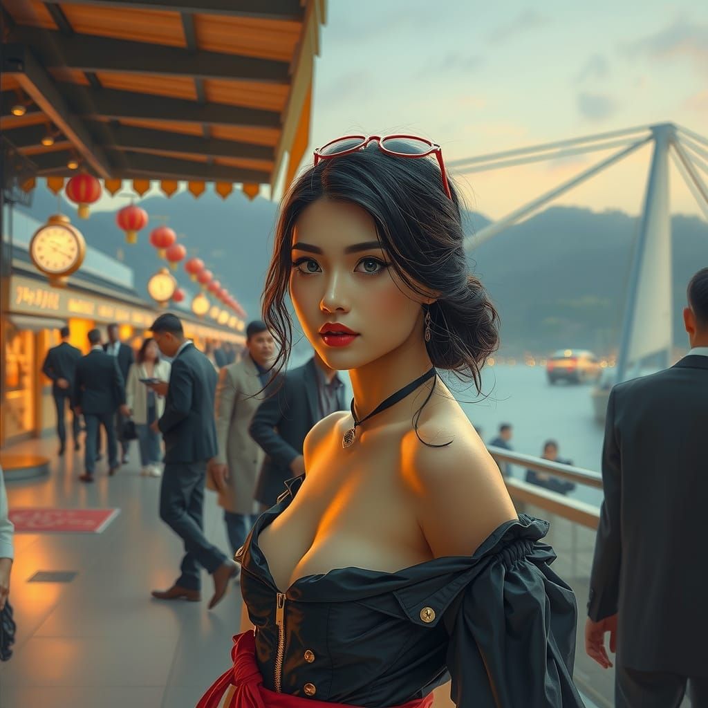 Chinese Woman in Hyperrealistic Airbrush Style