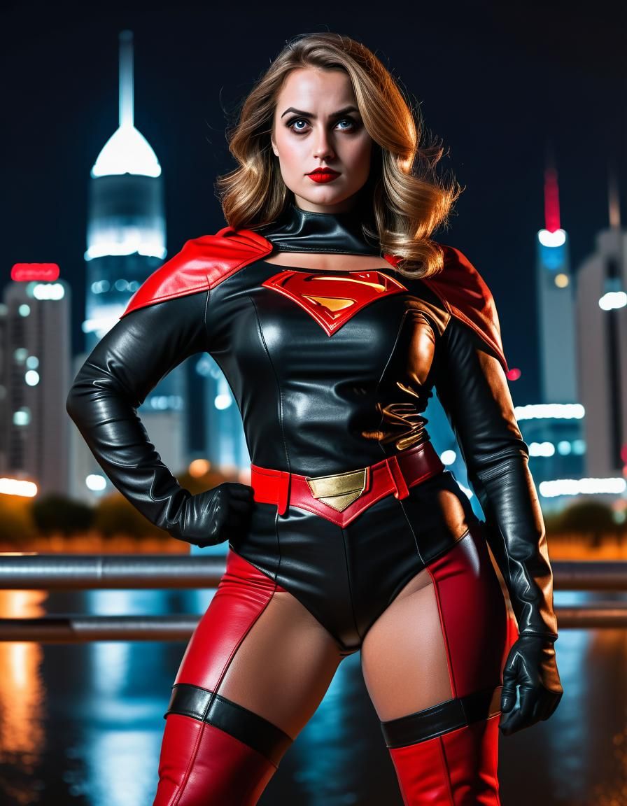 Curvy Superheroine Portrait in City at Night