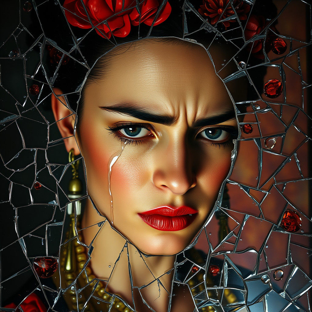 Shattered Glass Woman: An Emotional Portrait