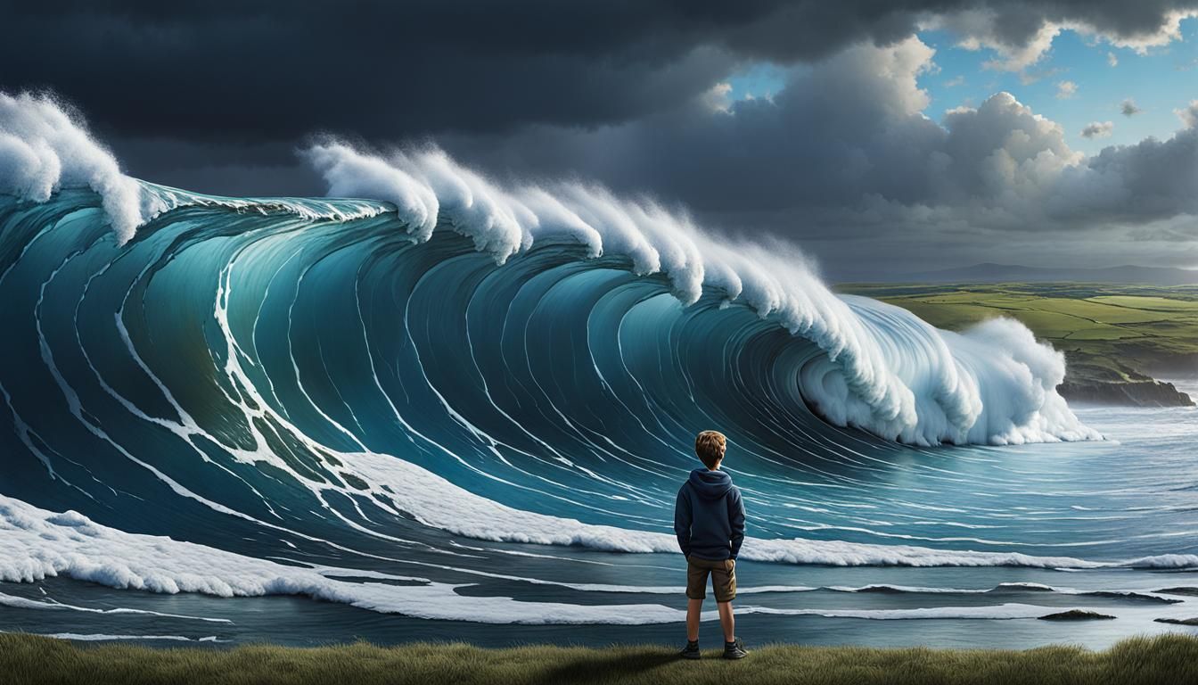 Boy Watches Tidal Wave: A Romantic Seascape
