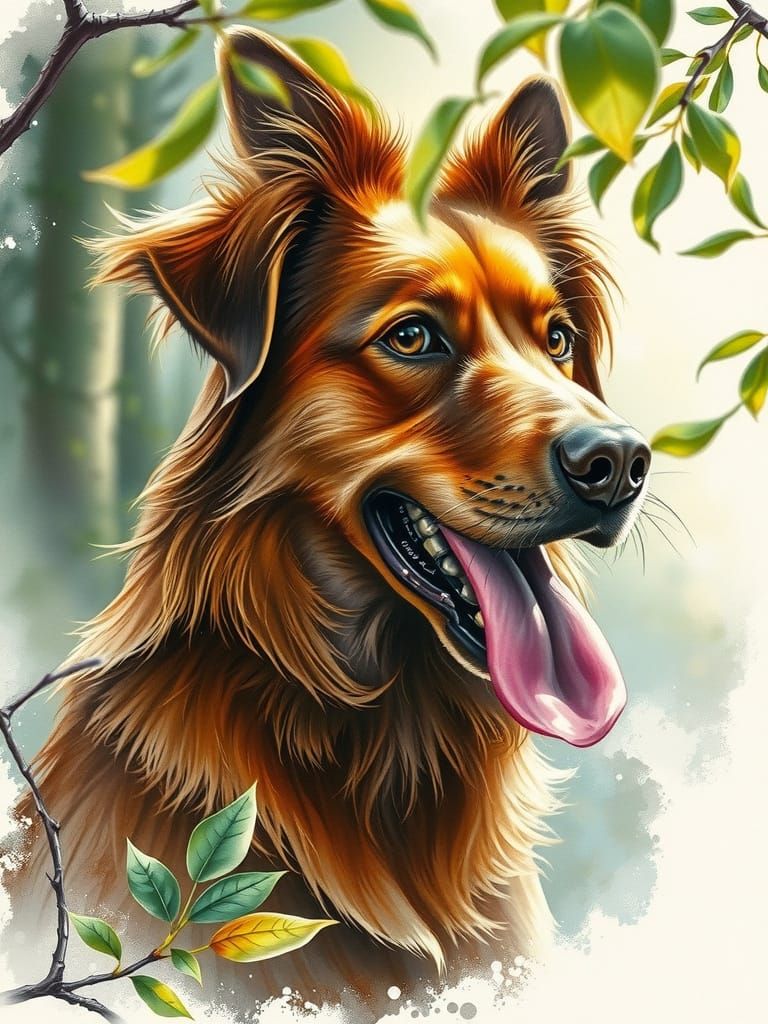 Gorgeous Dog Portrait in Charcoal and Watercolour