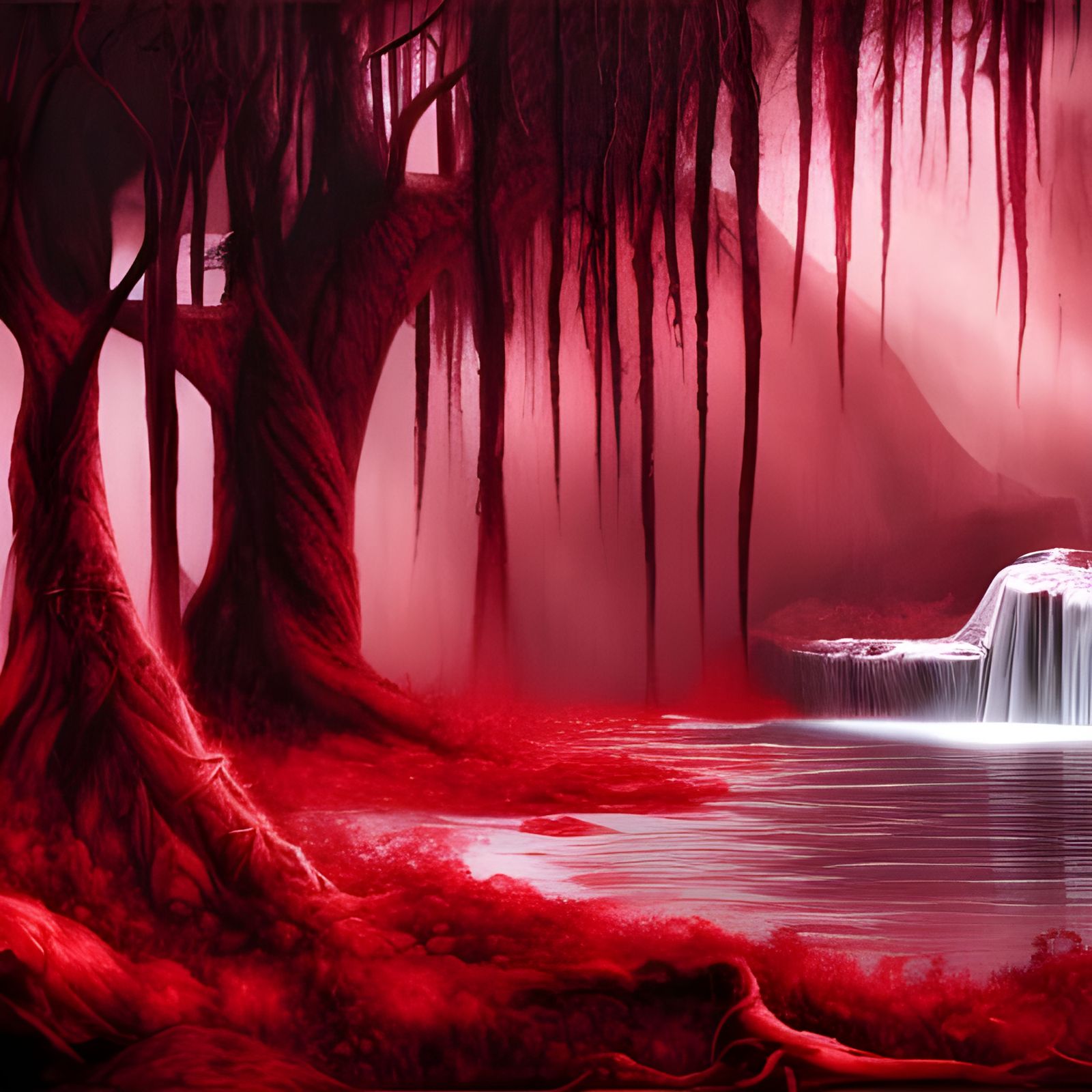 Glowing Blood Waterfall on Skull Hill