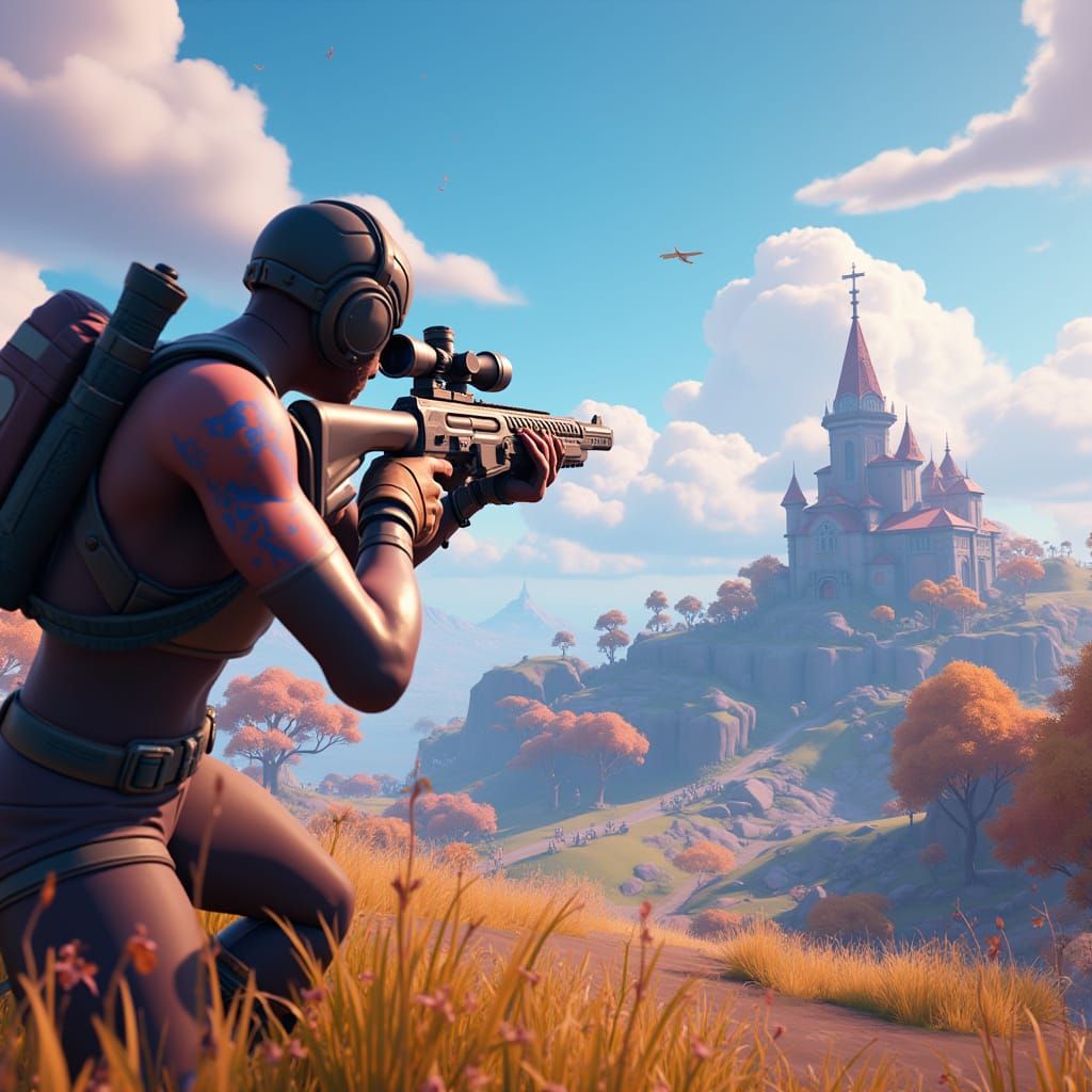 Fortnite Character Sniping in Battle Royale Arena