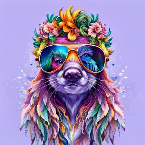 Hyperrealistic Dolphin in Sunglasses Splash Art