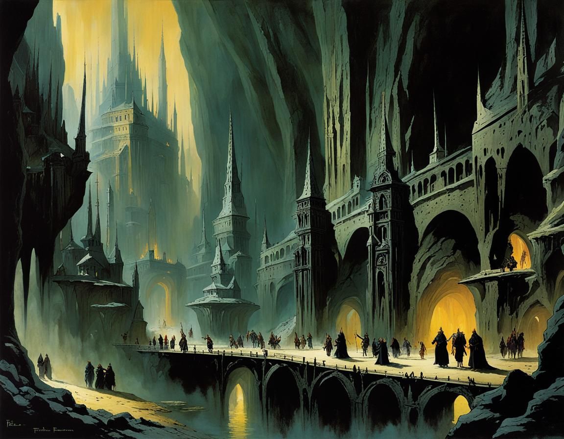 Grimdark Underground City in a Massive Cave